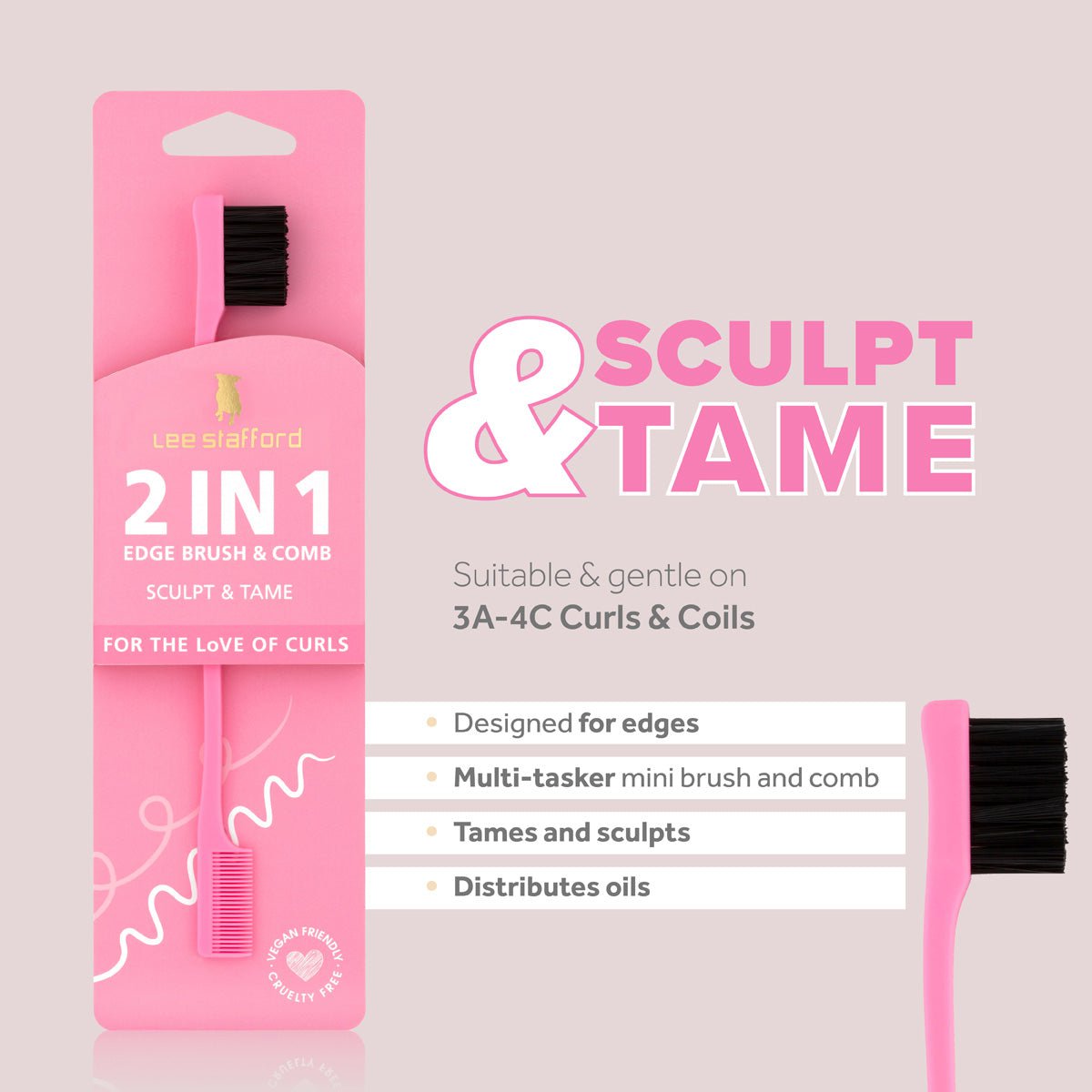 For The Love Of Curls 2 in 1 Edge Brush & Comb